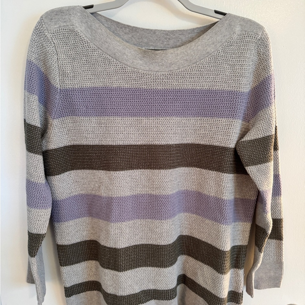 Market and Spruce, waffle Striped Gray, Green, and Purple Women's Sweater XLP